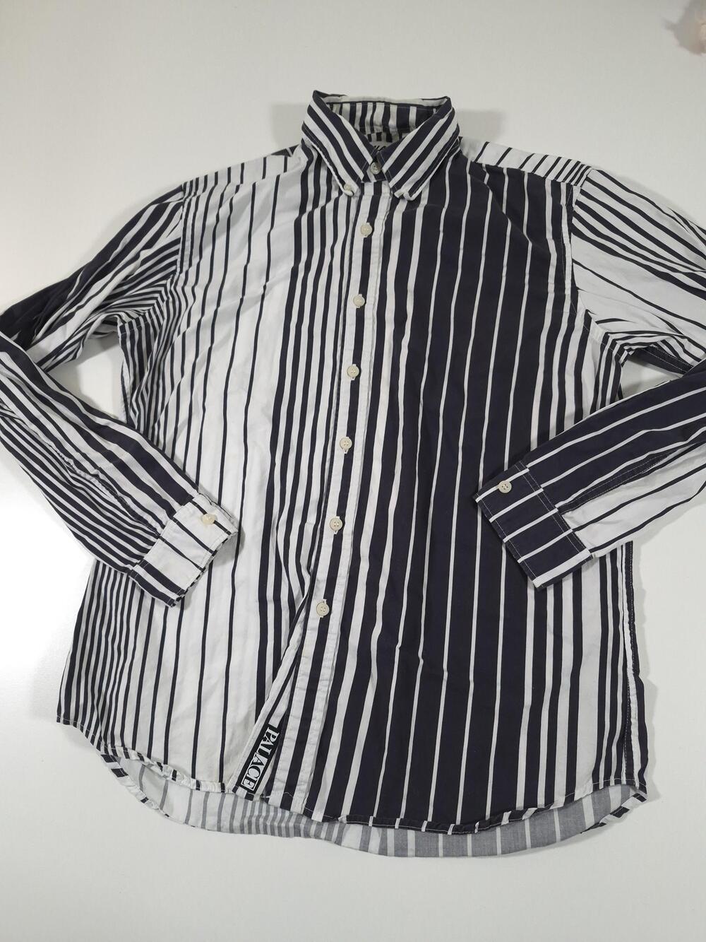 Palace Skateboards Shirt Mens M Blue Striped Optic Button Up Cotton Casual